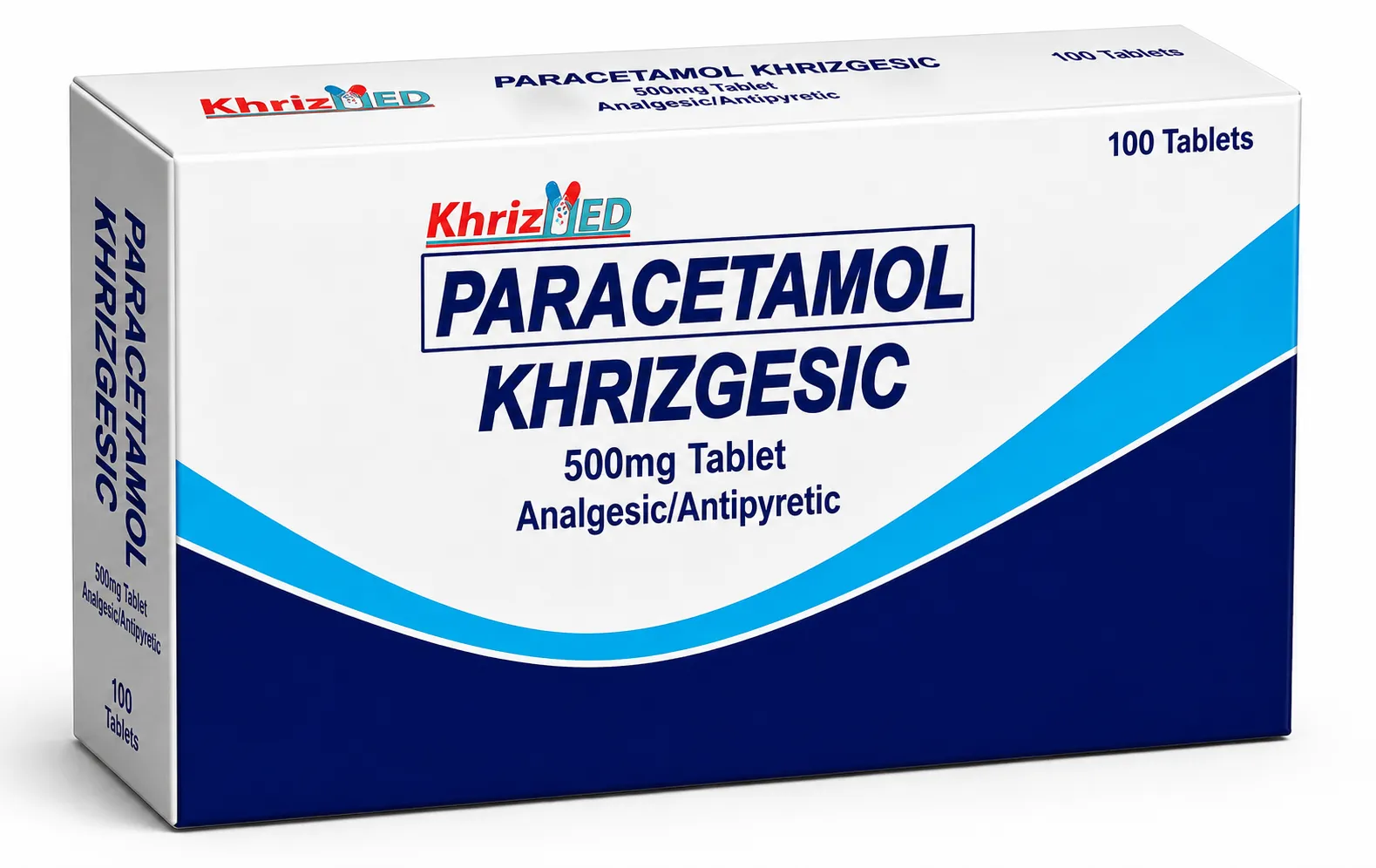 Khrizgesic carton, Paracetamol 500 mg tablet, box of 100 tablets