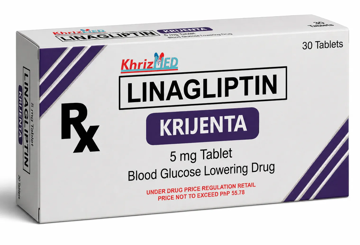 Krijenta carton, Linagliptin 5 mg tablet, box of 30 tablets