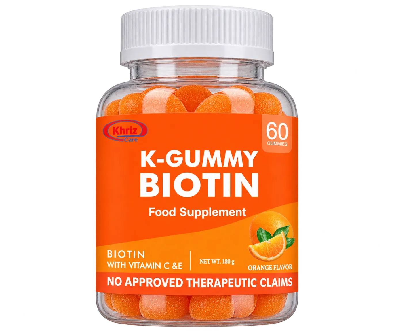 K Gummy Biotin bottle, biotin food supplement gummies