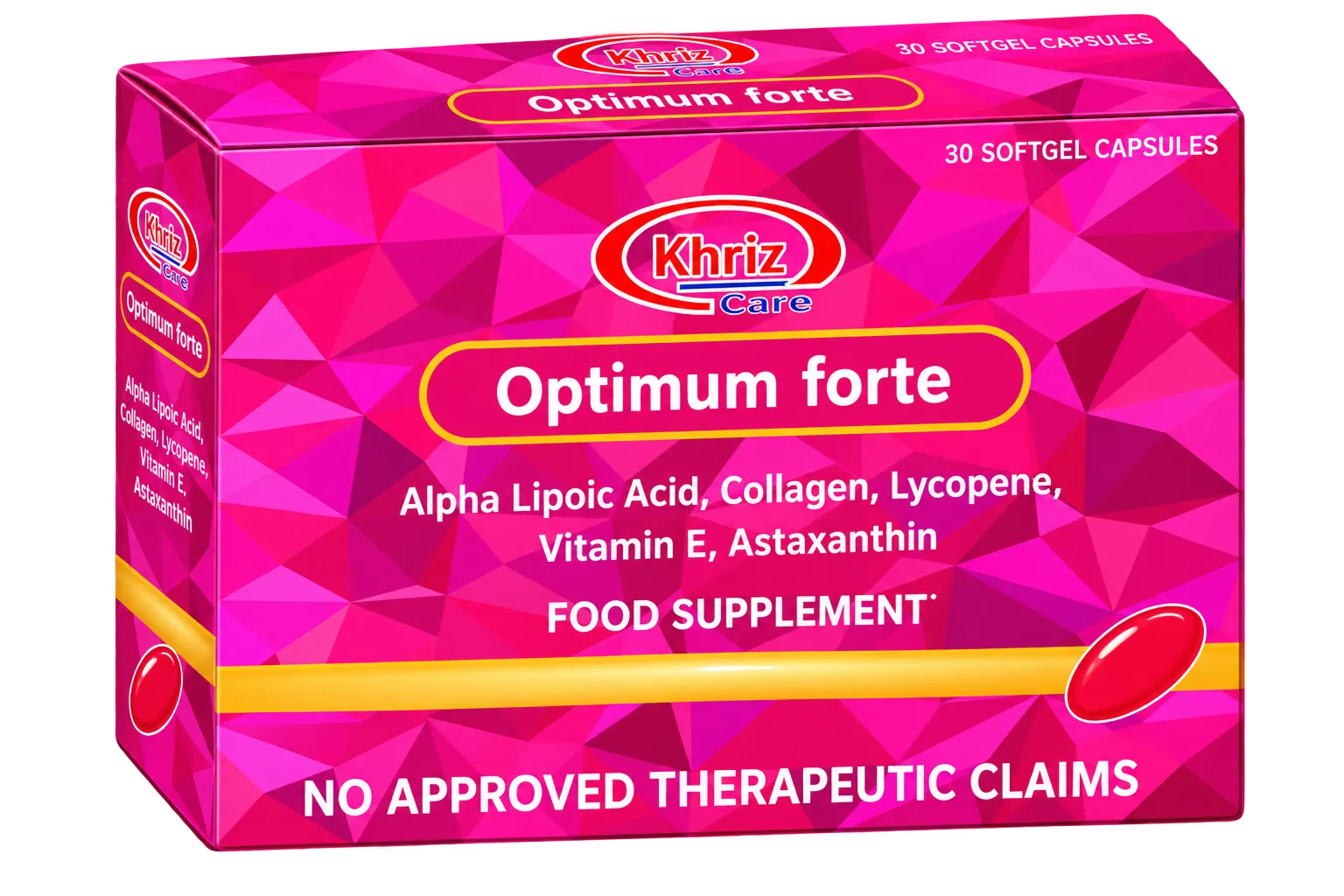 Khriz Care Optimum Forte carton, softgel capsule food supplement
