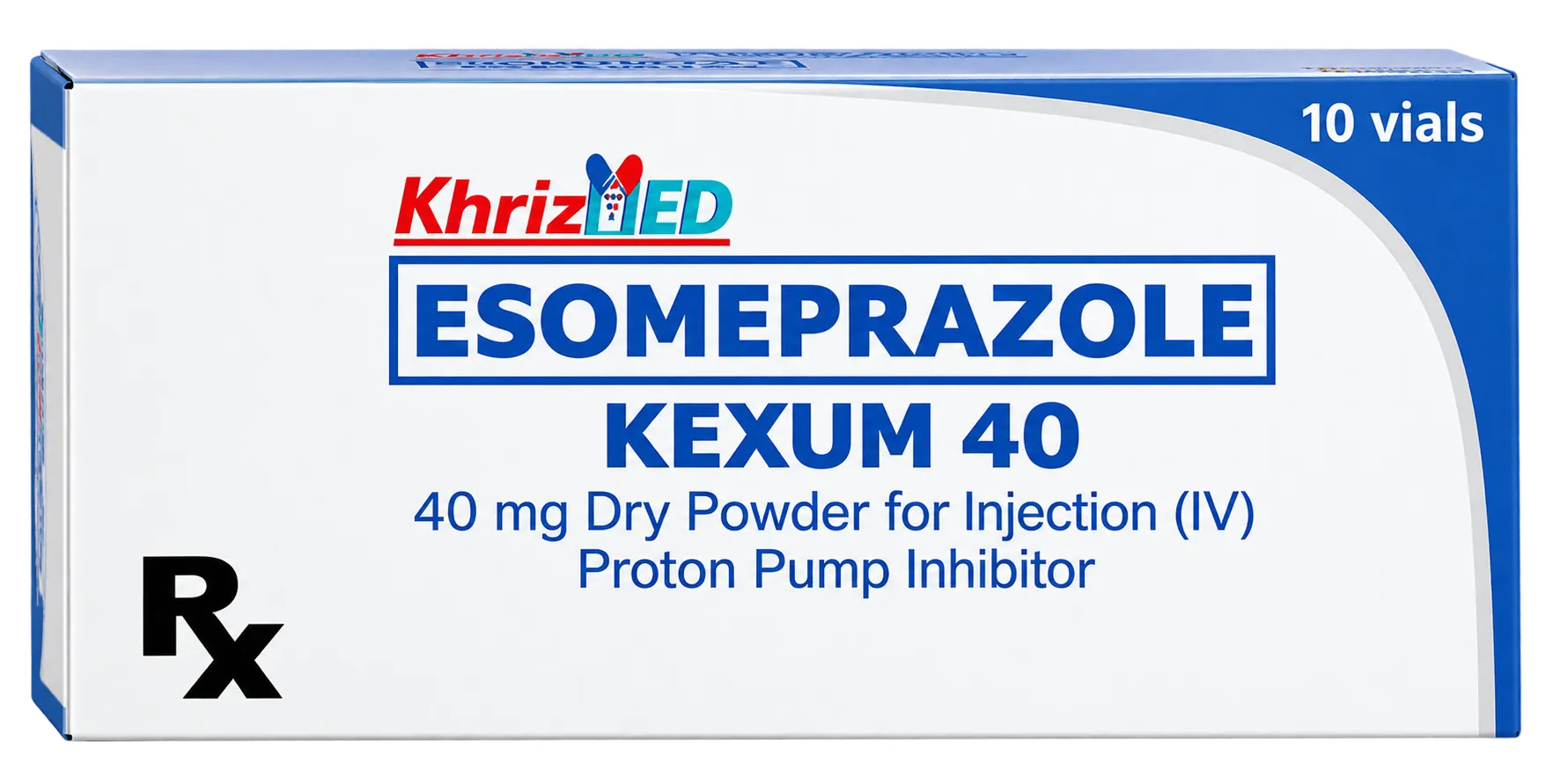 Kexum 40 carton, Esomeprazole 40 mg dry powder for injection