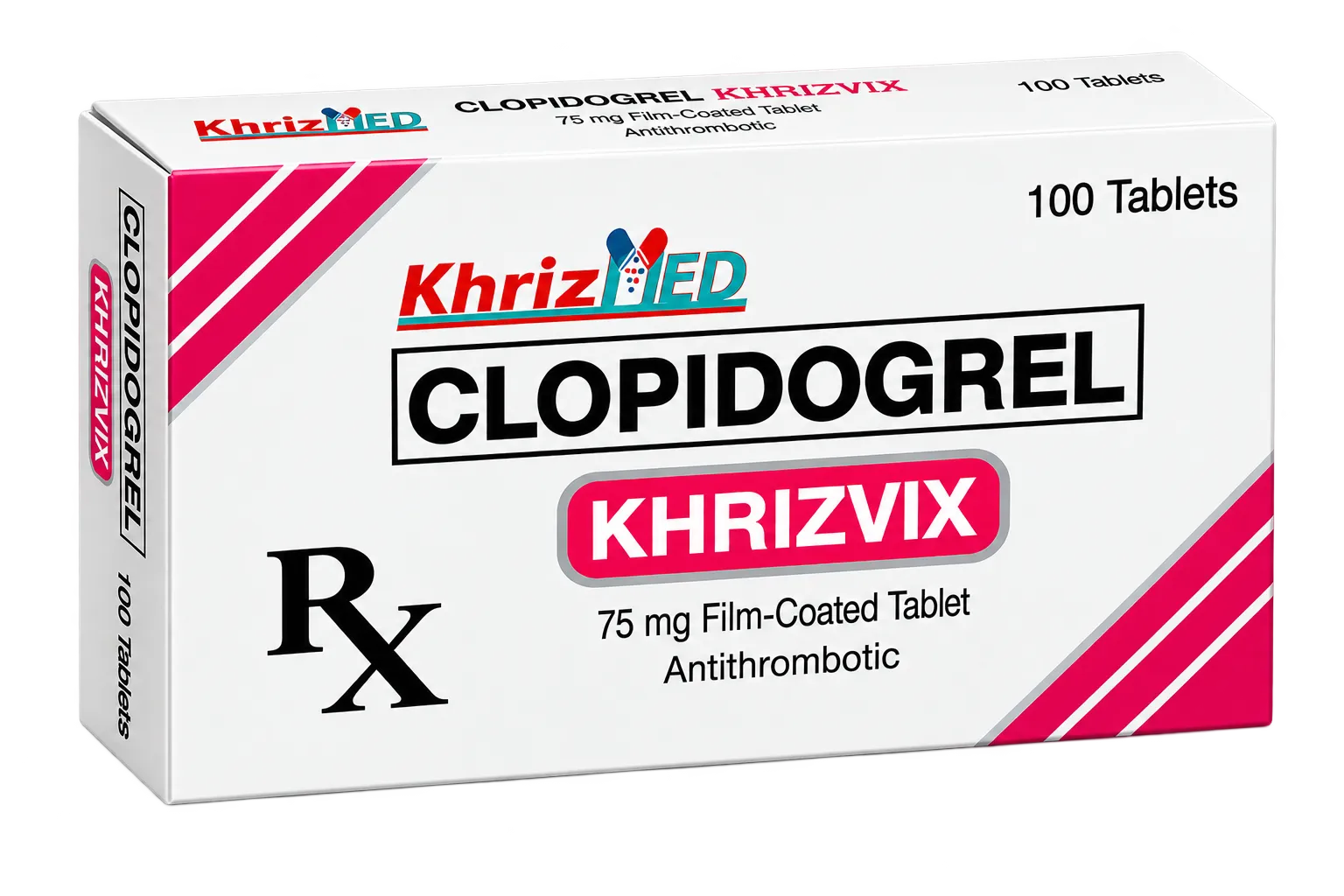 Khrizvix carton, Clopidogrel 75 mg film-coated tablet