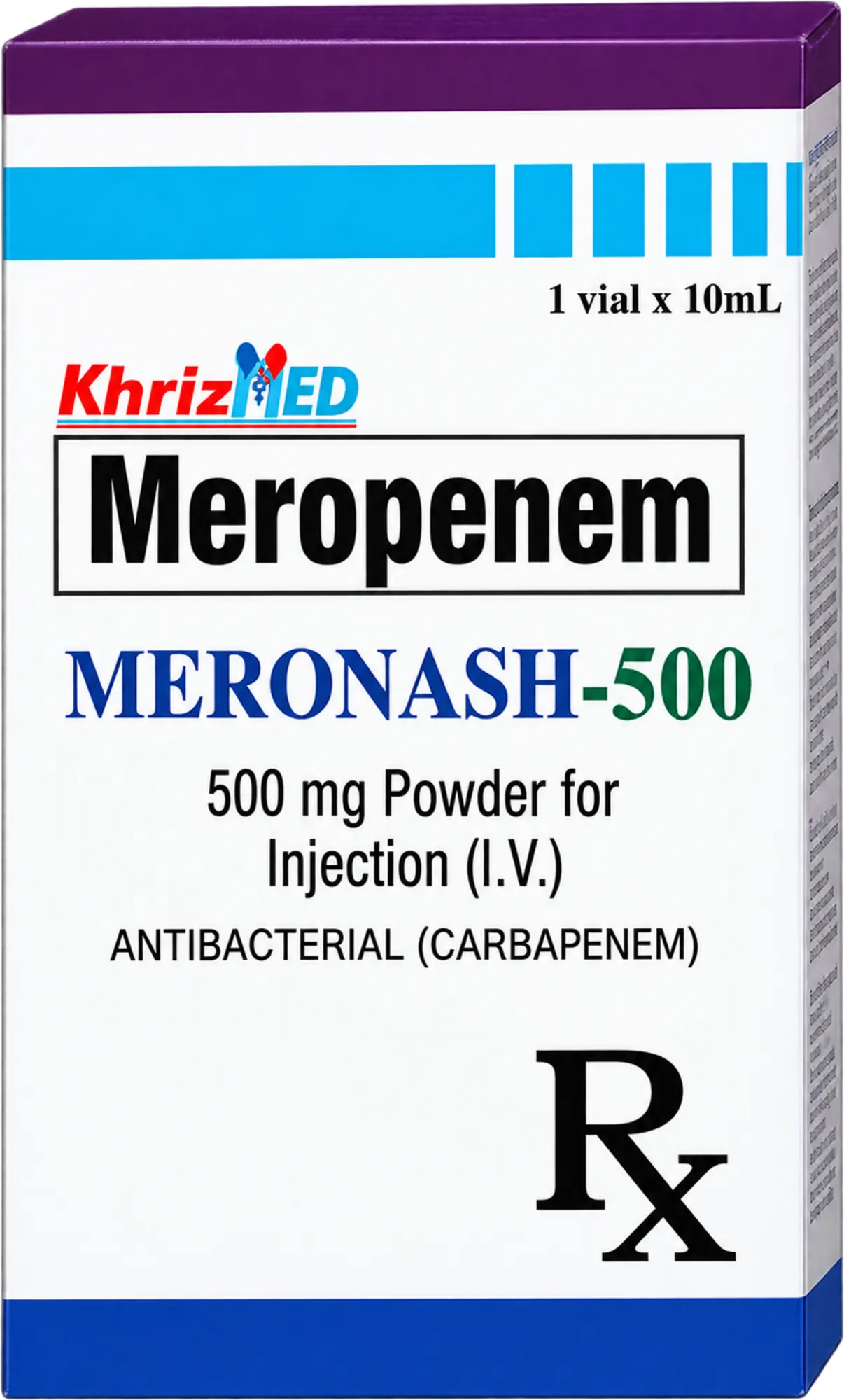 Meronash-500 carton, Meropenem 500 mg powder for injection