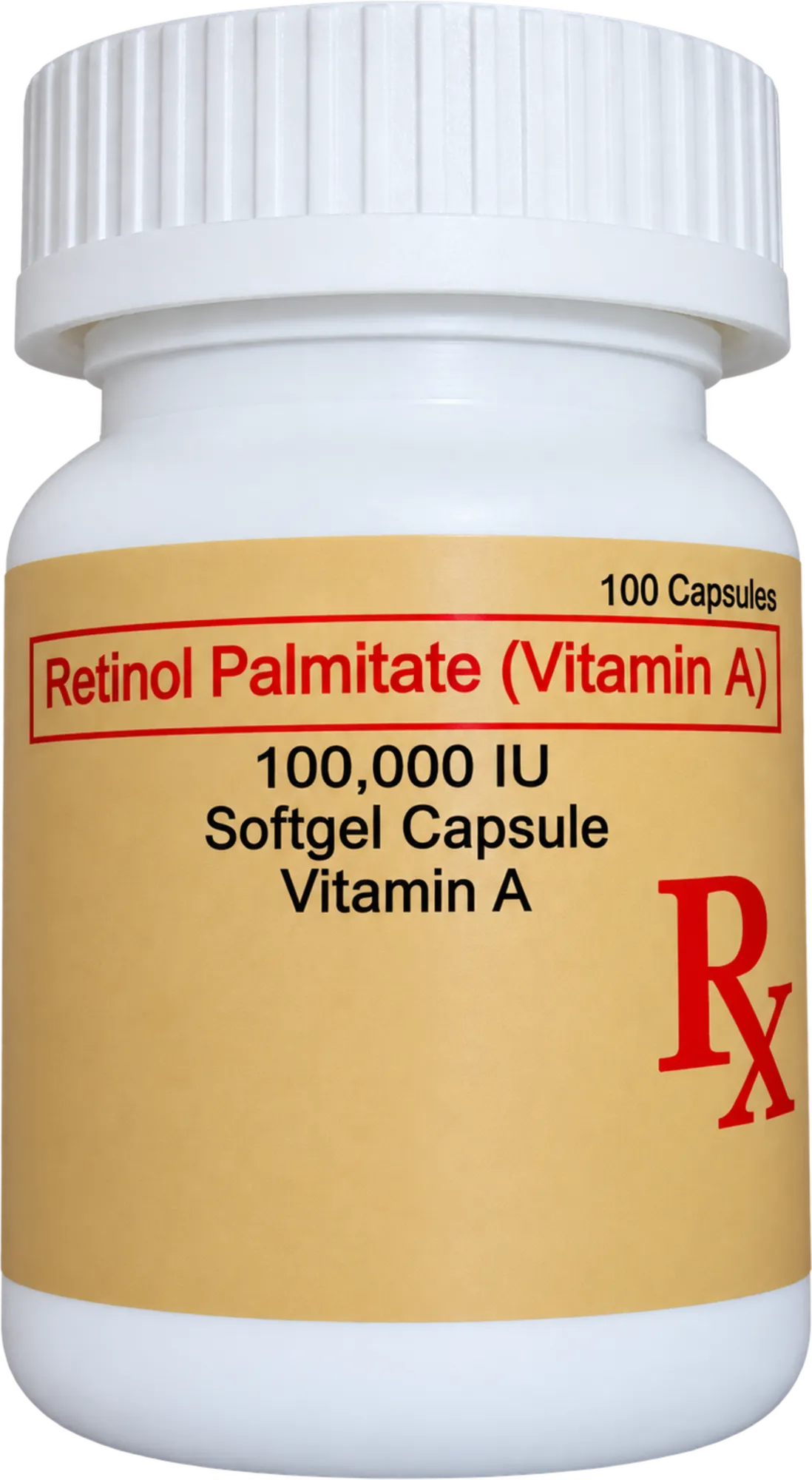 Retinol Palmitate Vitamin A 100,000 IU softgel capsule bottle